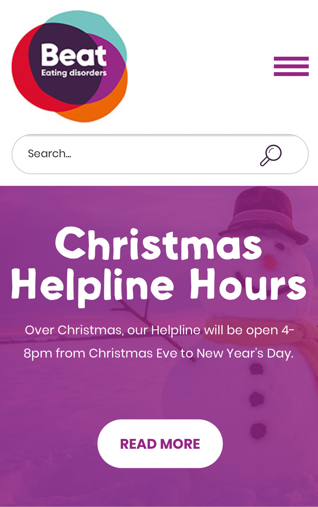 Coping with Christmas whilst recovering from an eating disorder - BEAT UK Christmas Helpline Poster